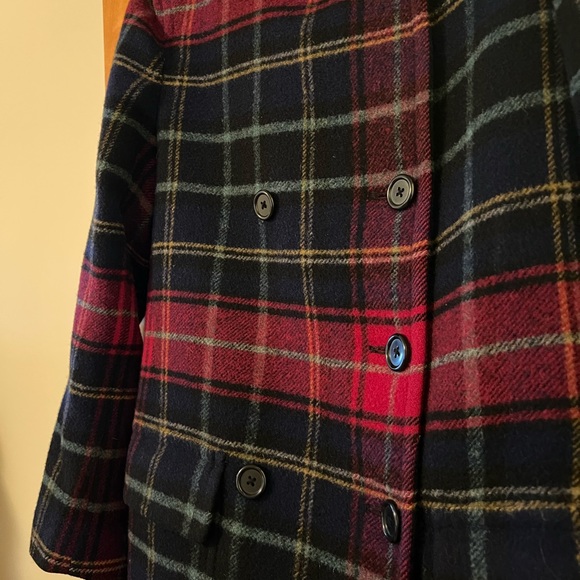 Ralph By Ralph Lauren 100% Wool Coat Double Breasted Red Navy Vintage 90s Large - Picture 8 of 13